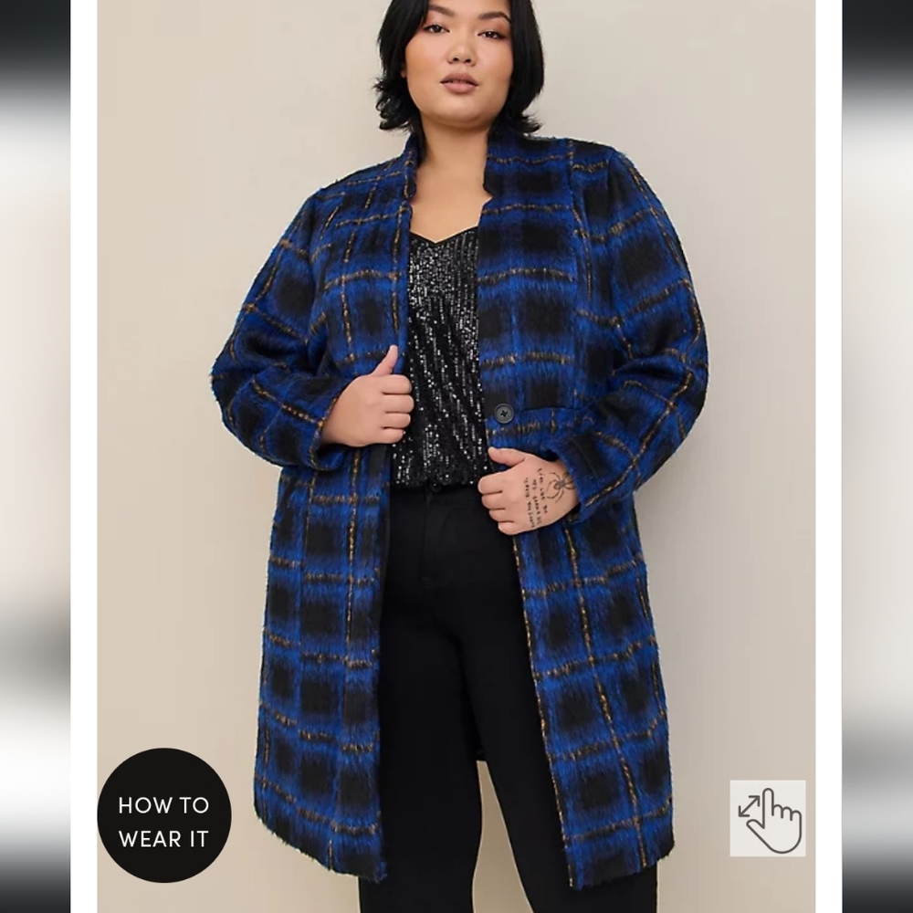Brushed fuzzy flannel coat